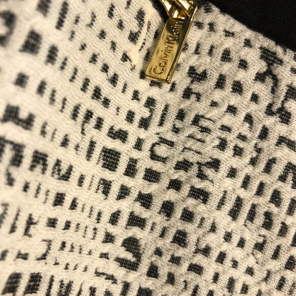 calvin klein womens skirt 4 small s white black textured zip back zip work r1 - Picture 9 of 13